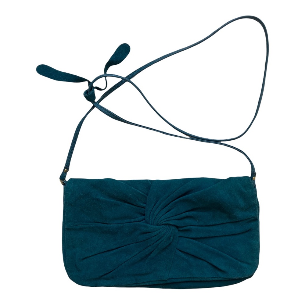 Le Chateau Faux Suede Teal Clutch Crossbody Bag